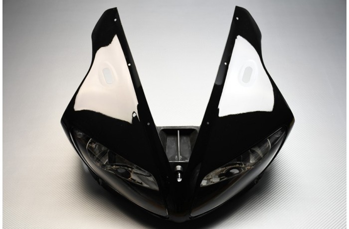 Carénage tête de fourche noir et optique de phare pour moto Yamaha YZF R1 2002-2003