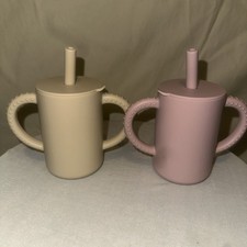 Silicone Toddler Smoothie Cups with Straw, Unbreakable Training Cup with Straw