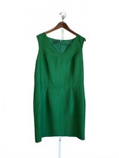 Talbots Kelly Green Sleeveless Holiday MIDI  V-Neck Dress Size 18