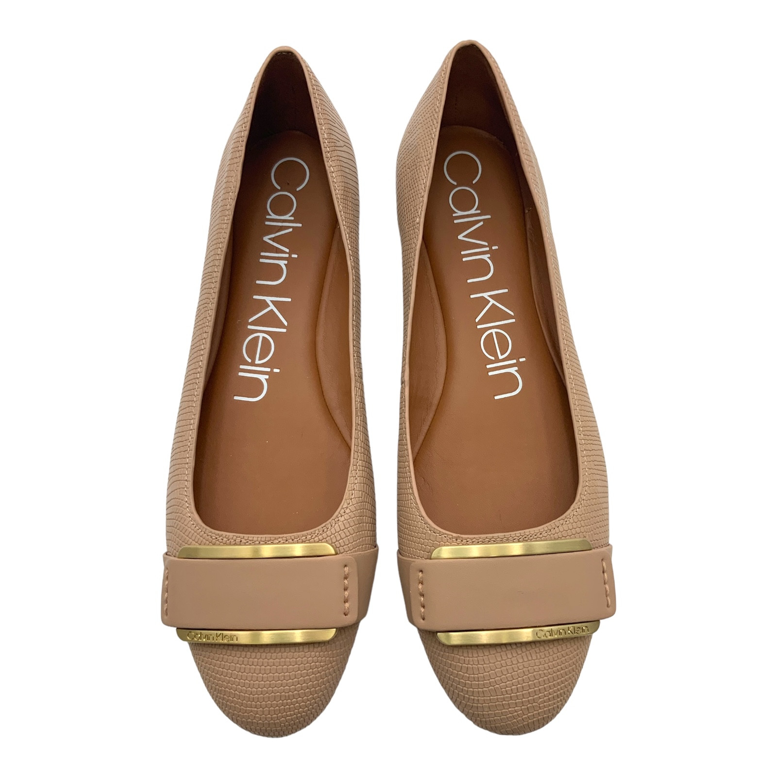 Calvin Klein Oneta Ballet Плоская блестящая ящерицаКоровий гладкий песок пустыни US Womens 9 7290₽