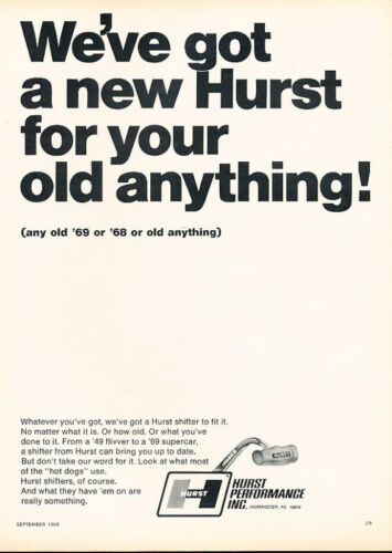 1969 Hurst Shifter Car V.1 Vintage Advertisement Ad P44 - Photo 1 sur 1
