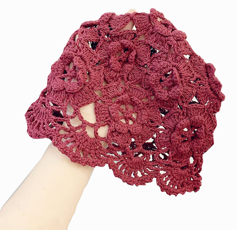 Hollow Knitted Lace Crochet Beanie Handmade Flowers Summer  display picture 1
