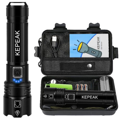 10000000LM Super Hell Taschenlampe LED Polizei Taktisches Fackel Wiederaufladbar