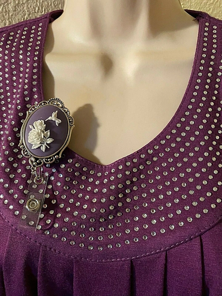 Hummingbird Cameo Pendant Work ID Key Card Badge Holder Purple BACK 2 SCHOOL SAL - Image 4 of 4