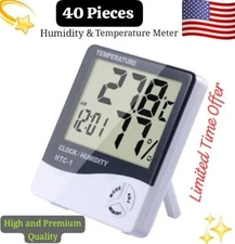 40 Piece Hygrometer Thermometer Temperature Humidity Meters HTC-1 W/Alarm Clock