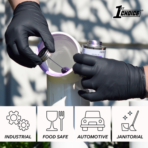 1st Choice Medium Duty Black Nitrile Gloves for Auto & Detailing, 5 mil, L, 200 - Picture 5 of 7