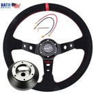 Suede Leather Steering Wheel+131H Hub Adapter For Honda Civic S2000 CRV RSX TSX