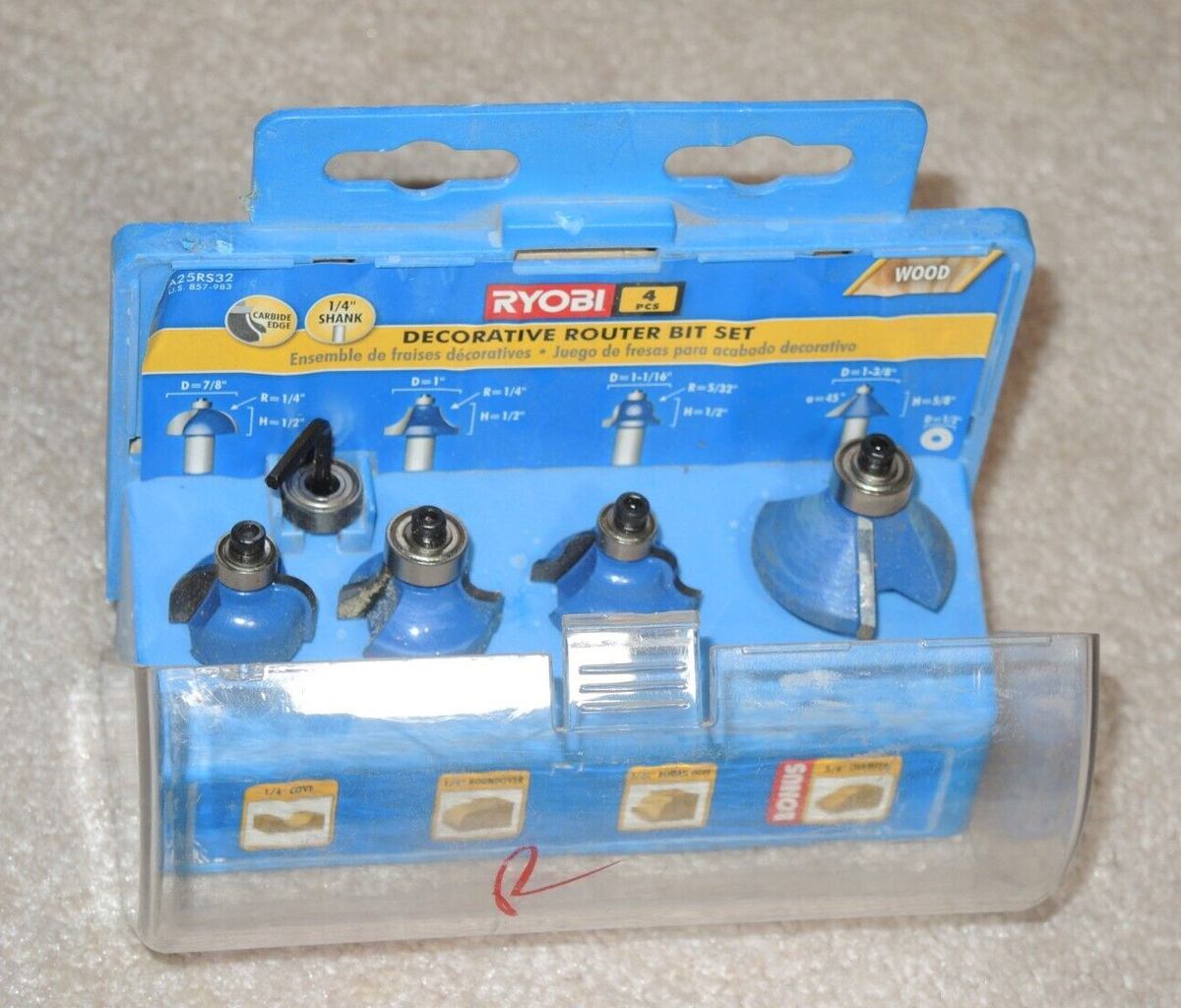 Ryobi Decorative Router Bit 4 Piece Set - COMPLETE SET A25RS32 | eBay