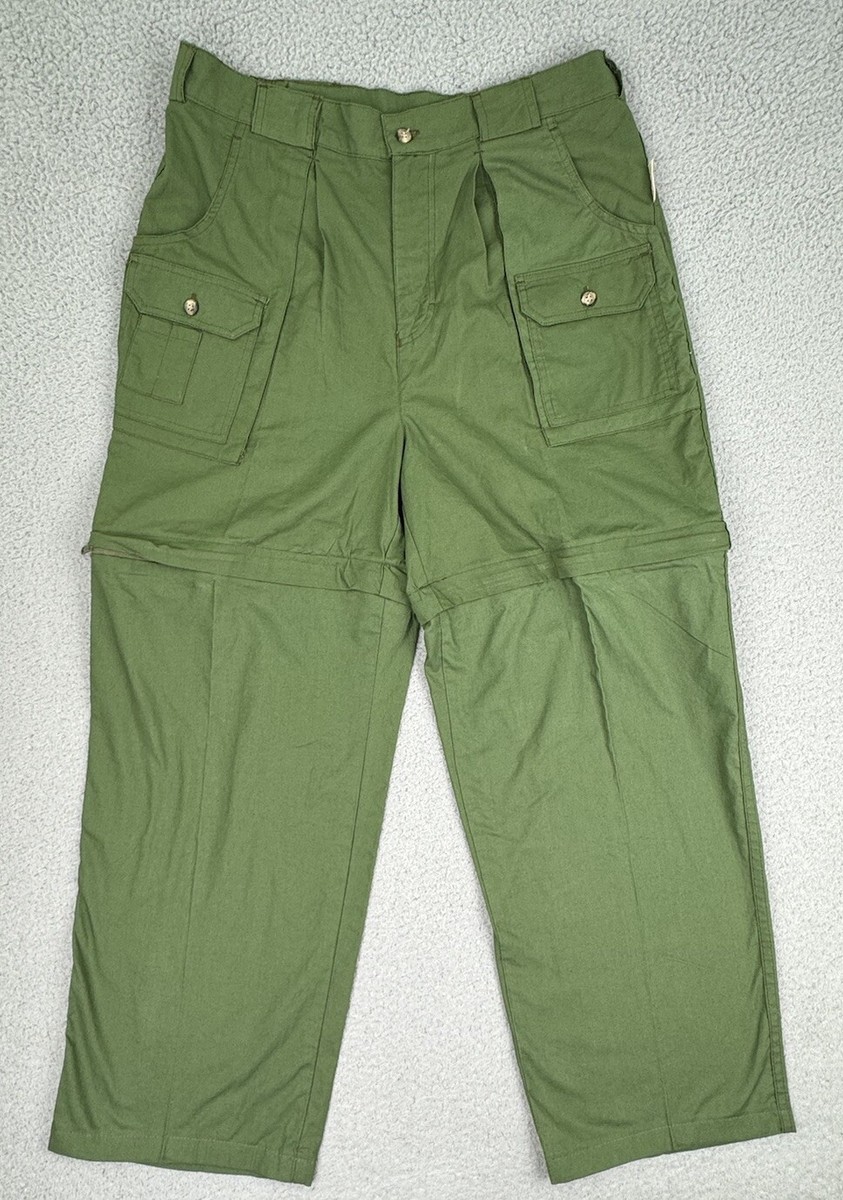 Tag Safari Pants Men's 34 Green Convertible Zip-Off Cargo Hunting