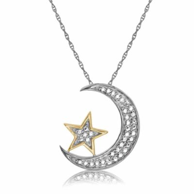 Round White Gold Plated Whimsical Pendant with 18'' Chain