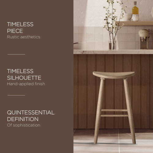 Maven Lane Luna Bar Stool in Light Oak Wood Finish (Open Box) - Picture 2 of 6