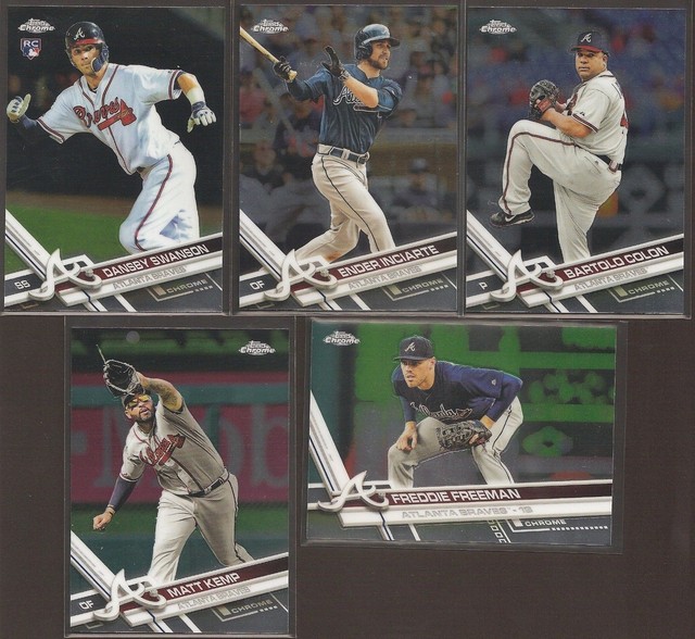 2017 ATLANTA BRAVES 40 Card Lot w/ TOPPS CHROME Team Set 24 CURRENT