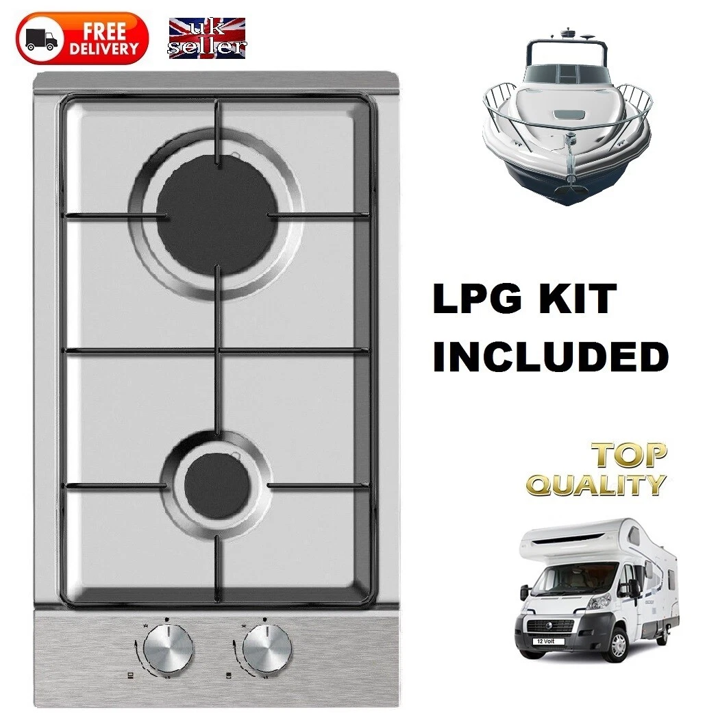 Campervan 30cm Gas Hob In Steel With LPG JET KIT MOTORHOME
