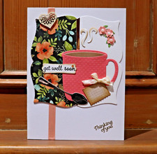 Handmade Personalised Get Well  Soon Card 3D Luxury Flowers Tea Biscuit Charms