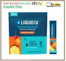 Liquid IV Hydration Multiplier, 30 Individual Serving Stick Packs TROPICAL PUNCH
