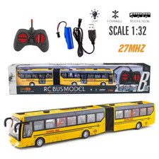 1:32 Scale RC School Bus Model-Remote Control Toy w/ Lights 4 Channels 27 MHz