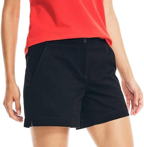 NWT Nautica Jeans Women's Mid Rise Twill 5" Shorts Black Size 12 $60 4HL233 - 第 2/4 張圖片