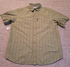 Columbia Omni-shade Shirt Short Sleeve Mens L Large Vented Button Up Green