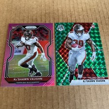 KESHAWN VAUGHN RC 2020 Prizm PINK #320 & Mosaic GREEN #228 Bucs Cards (c8)