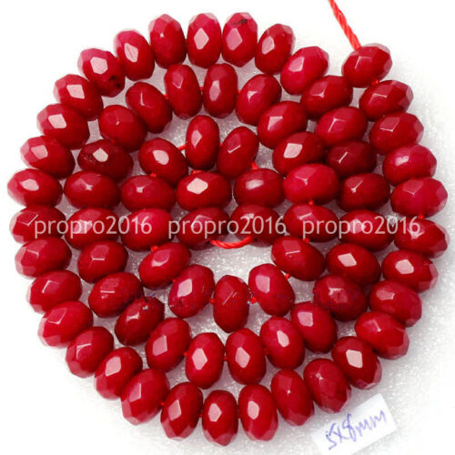 15 Strands Of Natural Red Jade Gemstone Rondelle Beads - 6x10mm Faceted, Loose For Jewelry 7 thumbnail image