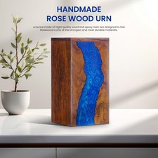 Handcrafted Wooden Urn Box Epoxy Rosewood Color Elegant Memorial Ashes Keeps