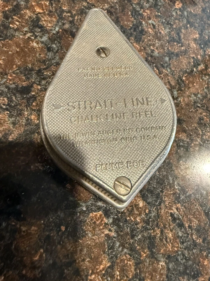 Vintage Irwin Straight-Line Chalk Line Reel Plumb Bob Metal Tool Made In USA  - Image 2 of 3