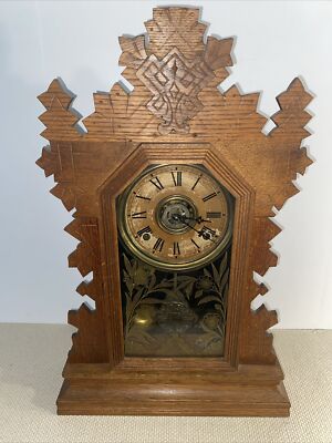 William L. Gilbert Eagle Antique Gingerbread Clock Mantel Pendulum
