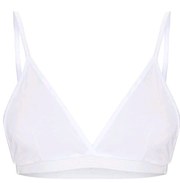 Basic White Cotton Blend Triangle Bralet US Size 8 / UK 12    NWT Free Shipping