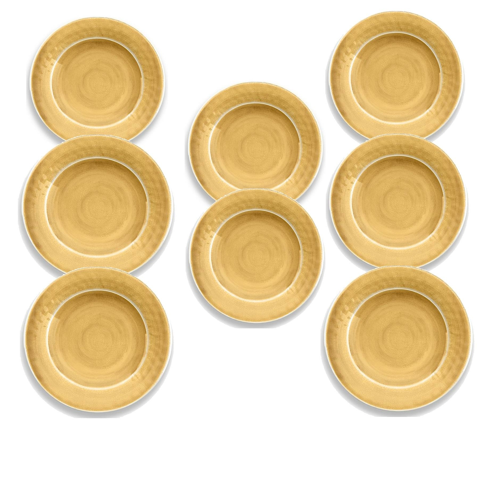 Gold Crackle Glaze Melamine/Plastic Dinner Plates Set - Pack of 8 Plates