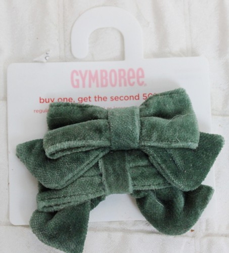 Gymboree Holiday Classics Smocked Velvet Dress Matching Bows 3-6 Mths Green Snow - Picture 8 of 11