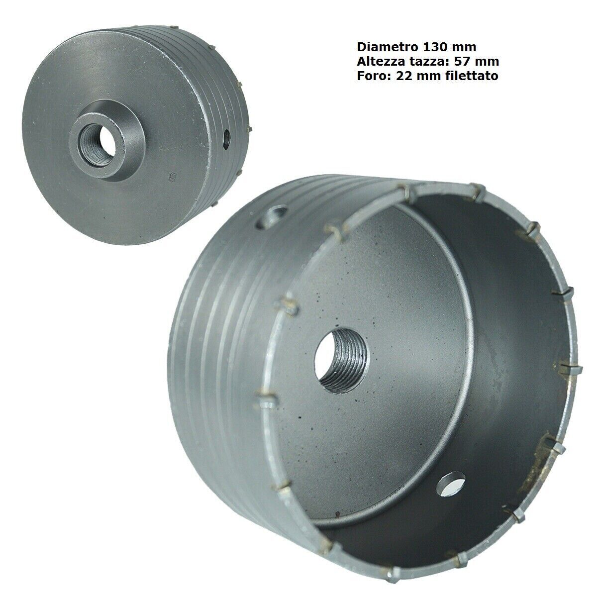 FRESA CAROTATRICE A TAZZA 130 MM PER MURO FRESE PIETRA CALCESTRUZZO CEMENTO