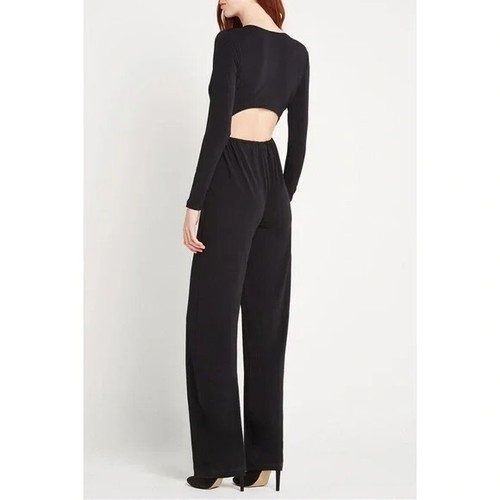 BCBGeneration Surplice Open Back Wide Leg Jumpsuit NWT Black Size S Retail $98 - Picture 3 of 11