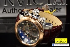 Invicta Mens 54mm Reserve VENOM Elegant SWISS Chronograph Brown Leather SS Watch