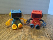 2002 McDonald's Happy Meal Toy Robot Blue Yellow 2QTY