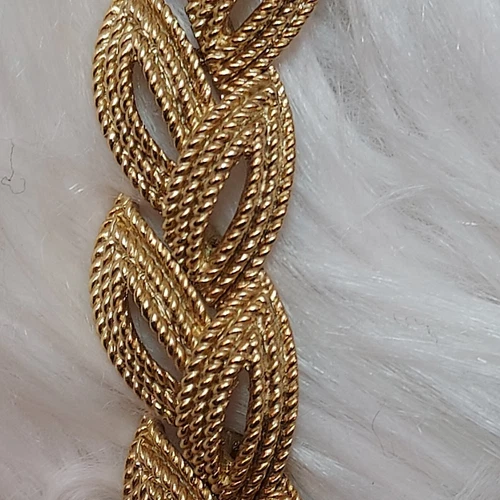 Vtg Signed Crown Trifari Heavy Gold Beaded Leaf Design 16" Necklace NEW