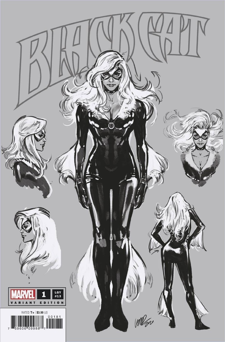 BLACK CAT 1 v2 1:100 PEPE LARRAZ SKETCH VARIANT NM KING IN BLACK