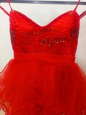 Pretty Women Red Ball Gown Short Sarty Barbie Tulle Red Mini Gown