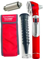 NEW MINI OTOSCOPE FIBER OPTIC MEDICAL DIAGNOSTIC EXAMINATION CE APPROVED(Red) A+