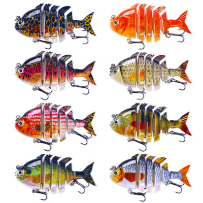 8PCS Multi Jointed Fishing Lure Swimbait Minnow Bait 6 Segment Wobbler Crankbait