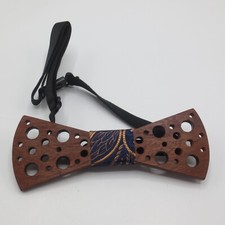 Bow Tie Wood Blue Adjustable 4 3/4"