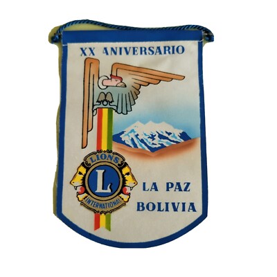 Lions Club International Bolivia South America Vintage Sign Flag Insignia Servic