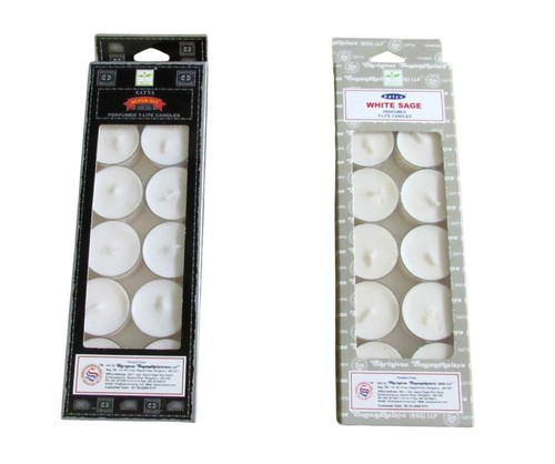 Satya Nag Champa T-Lite Candles, 12 Pack White Scented Tea Light Incense Candle - Picture 18 of 19