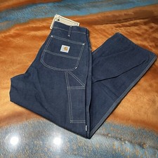 VTG NWT Carhartt Blue Denim Work Pants Carpenter Jeans 31x30 Deadstock USA