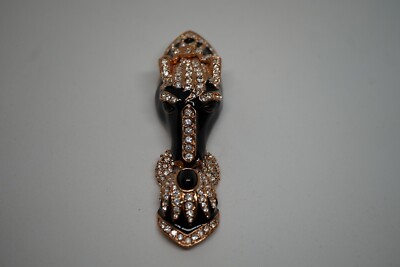 Vintage Crystal  Ciner Inspired Enamel Horse Lariat Black Charm