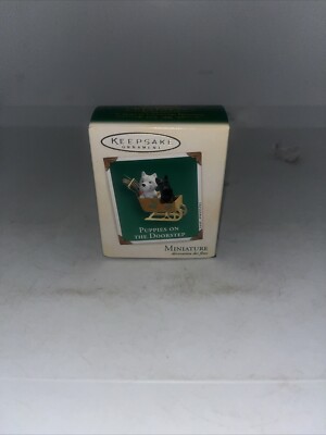 Puppies on the Doorstep - Hallmark Miniature Ornament - 2003