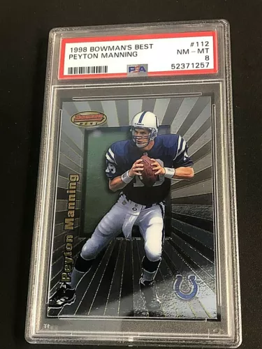 Peyton Manning 1998 Bowman's Best Rookie Card #112 Graded PSA 8 NM-MT Colts HOF