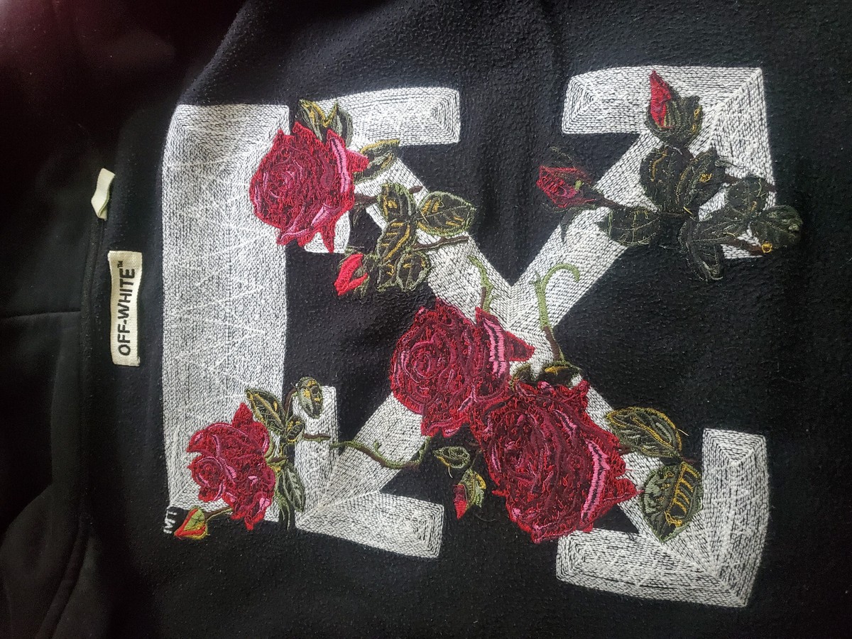 HOT Floral Hoodie Hoodie Off White Rose Off-White Hoodie Black