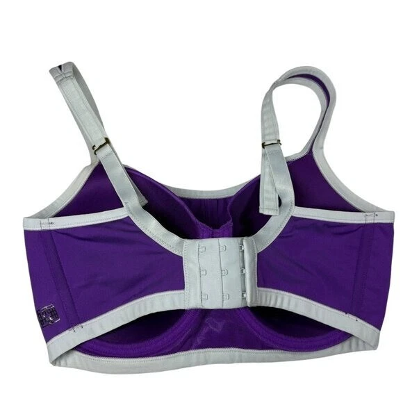 Sujetador deportivo convertible con aros Natori púrpura y blanco Yogi para mujer talla 32DD Foto 2 de 4