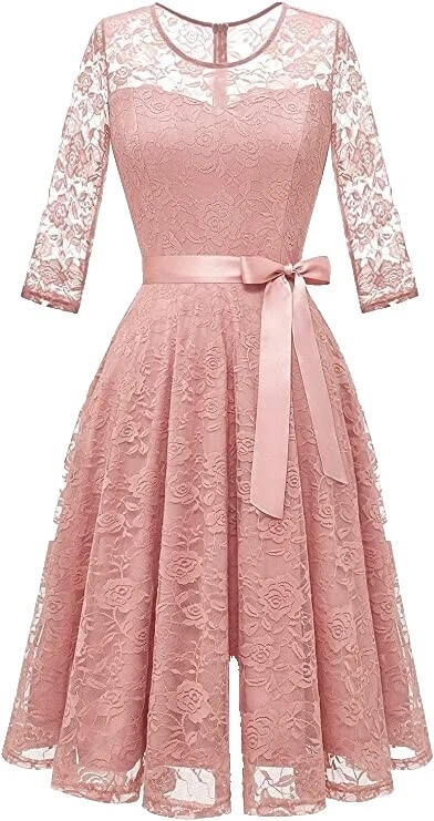 Vestidos de dama de honor de encaje de manga 3/4