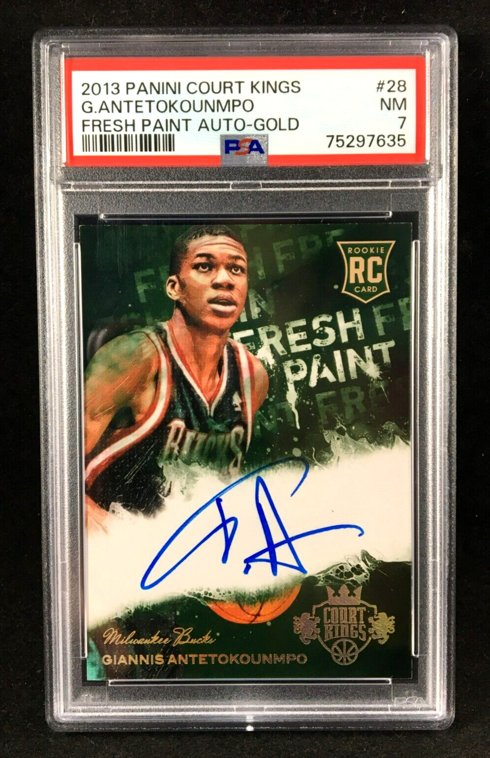 GRAIL PSA 7 GIANNIS ANTETOKOUNMPO 2013 Court Kings FRESH PAINT GOLD /10 RC Auto